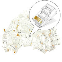Коннектор RJ45 CAT-5E, пластик, прозрачный, комплект 100 шт 556925