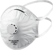 STAYER KV-80, класс защиты FFP1, коническая, 10 шт в коробке, фильтрующая полумаска с клапаном выдоха