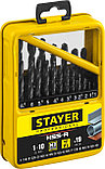 STAYER HSS-R, 19 шт, (1-10 мм), быстрорежущая сталь P6M5, класс В, мет.бокс, набор сверл по металлу,, фото 2
