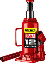 STAYER RED FORCE, 12 т, 230 - 465 мм, бутылочный гидравлический домкрат, Professional (43160-12)