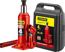 STAYER RED FORCE, в кейсе, 4 т, 195 - 380 мм, бутылочный гидравлический домкрат, Professional (43160-4-K)