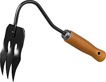 GRINDA ProLine 120х86х265 мм, 3-х зубые, деревянная ручка, грабли-рыхлитель (421514)