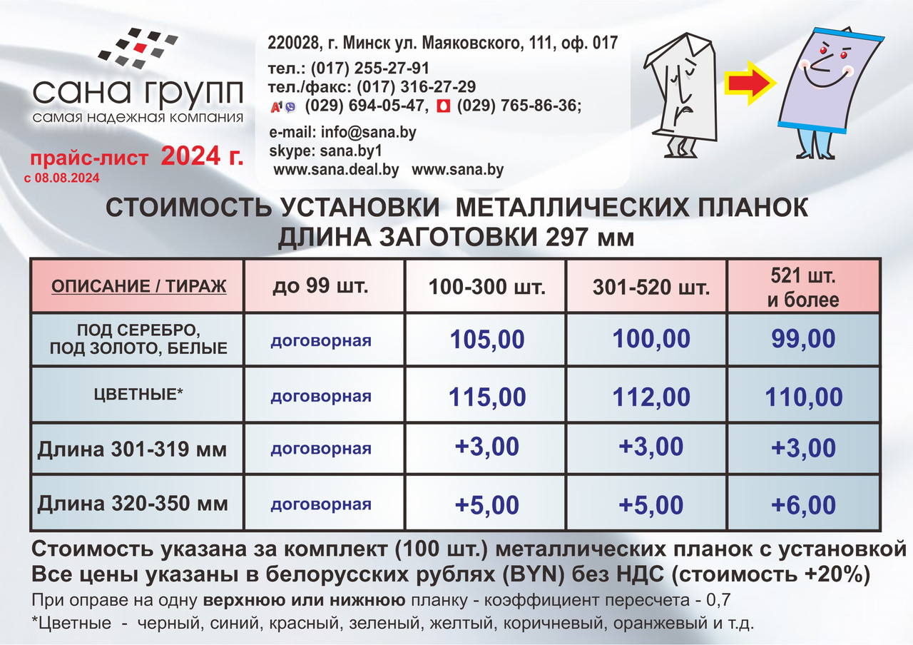 Оправа заготовок календарей на металлические планки