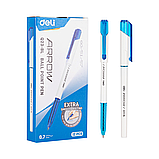 Ручка шариковая DELI ARROW, синяя, 0,7 мм, бело-голубой корпус, пластик, фото 3