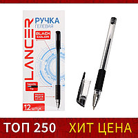 Ручка гелевая 0,5мм черная, корпус прозрачный с резиновым держателем CALLIGRATA