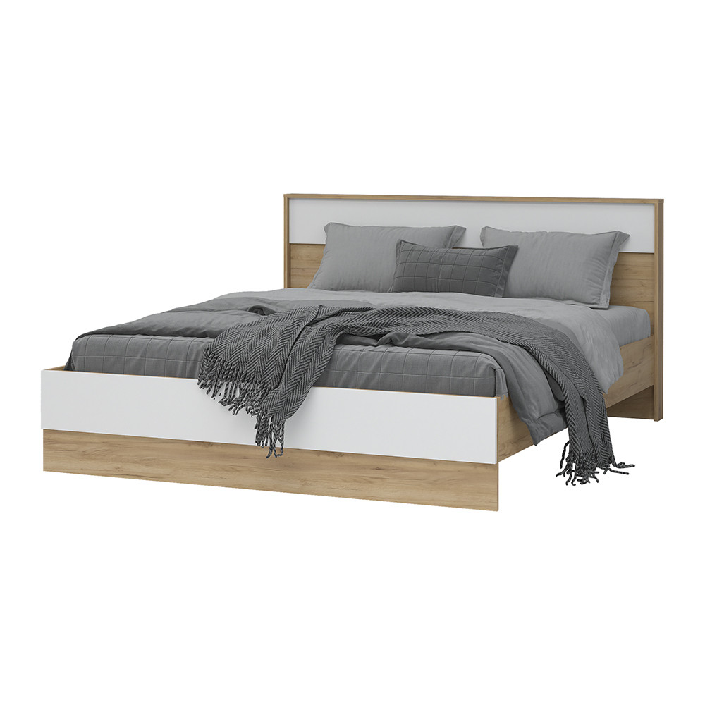 Кровать Ирис КР-03 - Белый Шагрень / Дуб Крафт золотой