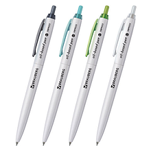 Ручка шариковая масляная автоматическая BRAUBERG "Sky White", СИНЯЯ, клип ассорти, узел 0,7 мм