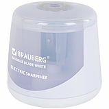 Точилка электрическая BRAUBERG DOUBLE BLADE WHITE, двойное лезвие, питание от 2 батареек, 271337, фото 9
