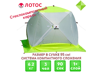 Зимняя палатка Лотос Куб 3 Компакт ЭКО (Салатовый)