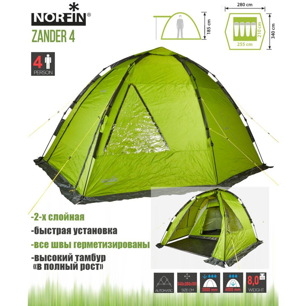 Палатка автоматическая 4-х местная Norfin ZANDER 4 NF-10403