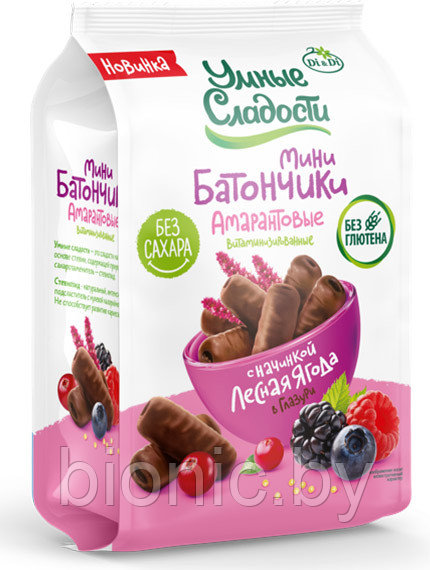 Мини-батончики «Умные сладости» лесная ягода в глазури, 110г, 1/20