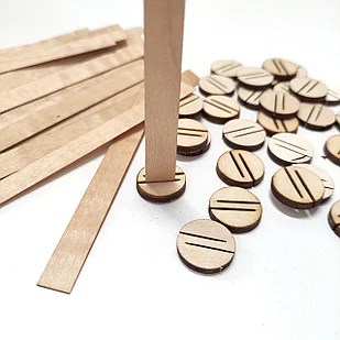 Комплект: Фитиль деревянный для свечи 10*1 см + держатель для деревянного фитиля