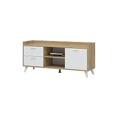 Тумба ТВ Ирис ТБ-02 - Белый Шагрень / Дуб Крафт золотой