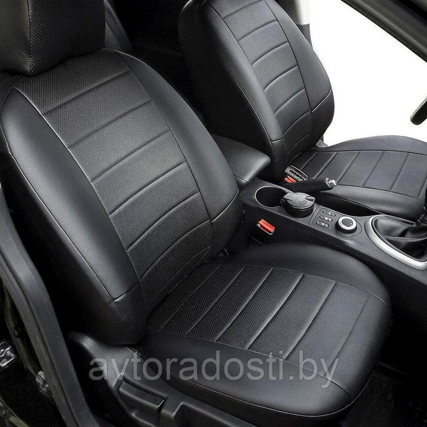 Чехлы на сиденья для Nissan Qashqai (2014-) / Ниссан Кашкай (экокожа, черный), фото 1