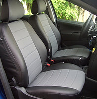 Чехлы на сиденья для Renault Espace V (2014-) / Рено Эспейс (экокожа, черный + серая вставка)