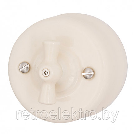 Выключатель фарфоровый поворотный 1-клавишный Bironi, Песочное золото, фото 2