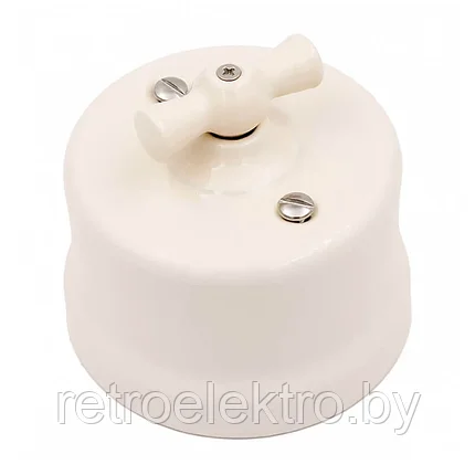 Выключатель фарфоровый поворотный 1-клавишный Bironi, Песочное золото, фото 2