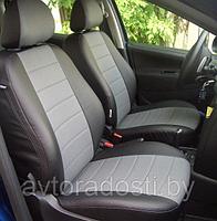 Чехлы для Volkswagen Touran I (2003-2010) 5 мест / Фольксваген Туран (экокожа, черный + серая вставка)