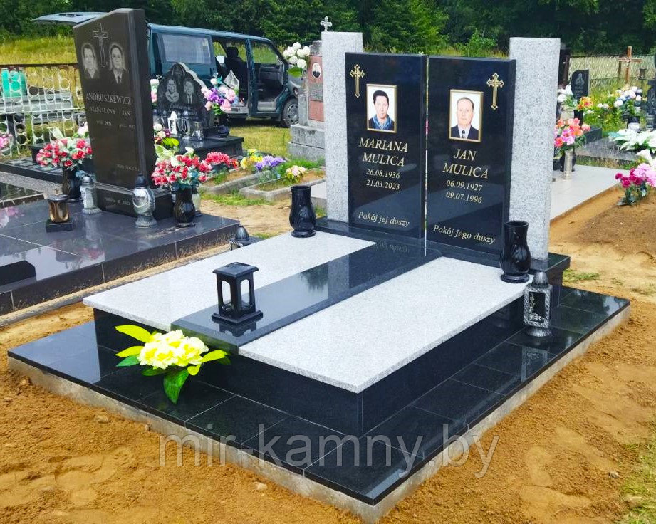 ДВОЙНОЙ КОМПЛЕКС ИЗ ЧЁРНОГО И СЕРОГО ГРАНИТА В СМОРГОНИ