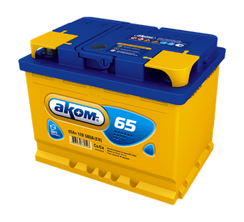 Аккумулятор AKOM 6CT-65 (65 A/h), 600А L+