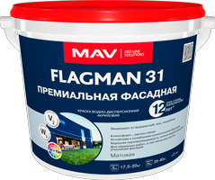 Краска ВД-АК-1031 белая матовая FLAGMAN 31 премиальная фасадная 3,0 л (4,0 кг), фото 2