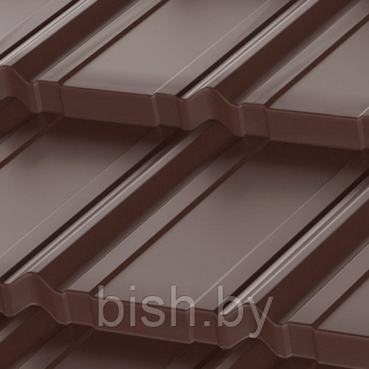 Металлочерепица модульная RoofArt Nordica, GreenCoat Pural BT, 0,53мм, скрытое крепление, коричневый