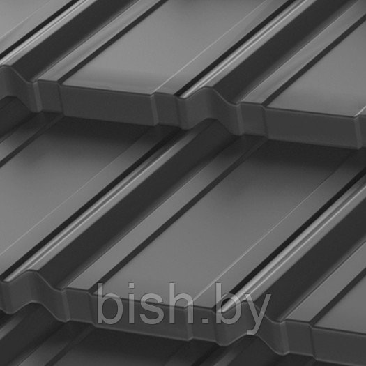 Металлочерепица модульная RoofArt Nordica, GreenCoat Pural BT, 0,53мм, скрытое крепление, антрацитовый серый