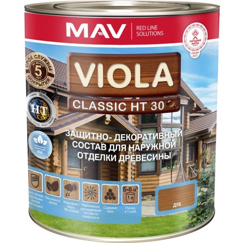 Состав VIOLA Classic HT 30 дуб защ.-декор. состав для древесины 3,0 л (2,2 кг)