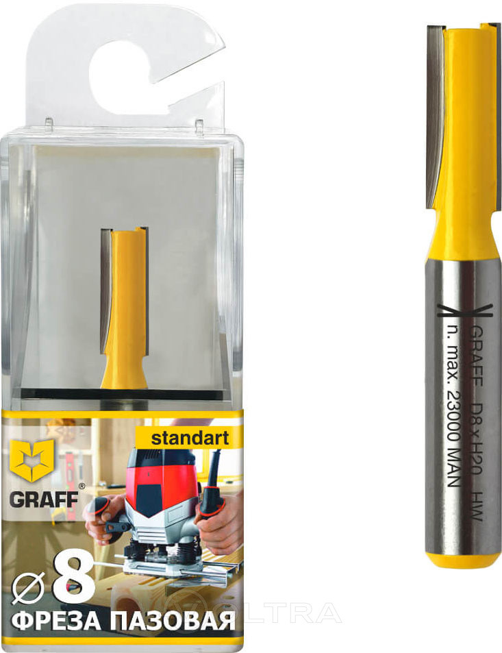 Фреза пазовая по дереву  8х20x8 мм в пластиковой коробке GRAFF