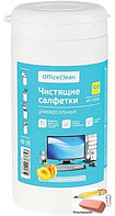 Салфетки чистящие влажные OfficeClean, универсальные, в тубе, с ароматом абрикоса, 100 штук, арт.325154