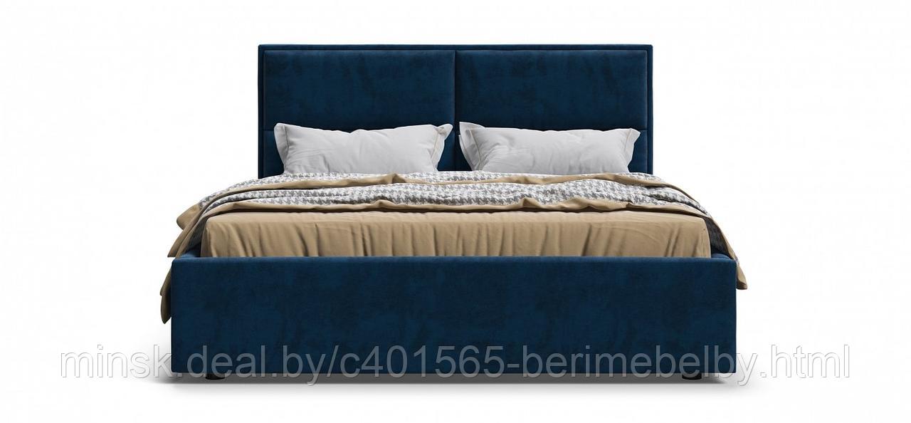 Кровать MILA + ПМ 160*200 велюр Monolit синий