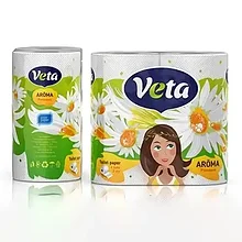 Бумага туалетная двухслойная VETA AROMA ромашка 4 рулона.