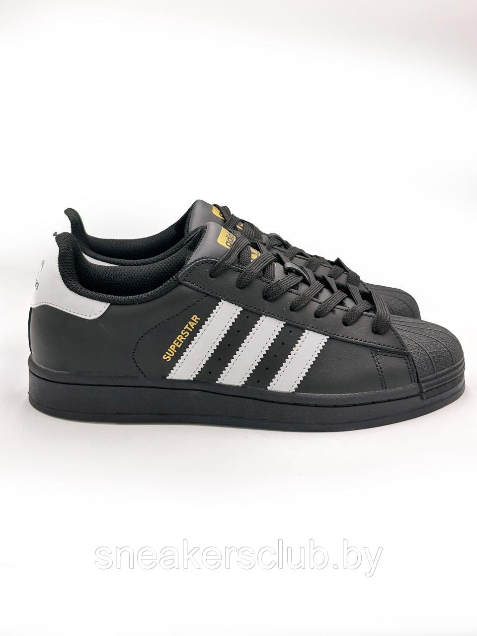 Кроссовки мужские черные Adidas Superstar / подростковые / демисезонные / повседневные