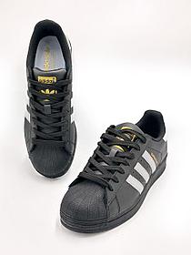Кроссовки черные Adidas Superstar женские / подростковые / демисезонные / повседневные