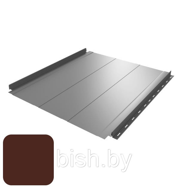 Кликфальц RoofArt ArtClick RA2 0,53мм GreenCoat Pural BT цинк 350 г/м² коричневый
