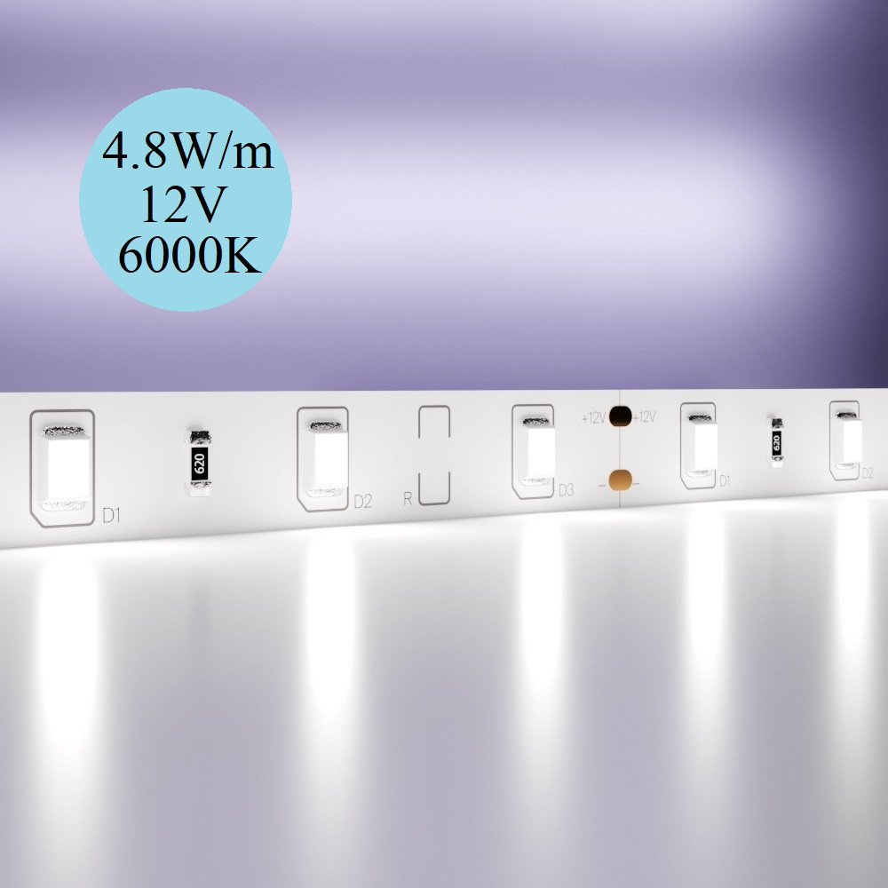 Светодиодная лента Maytoni 4.8W/m 12V 5m IP20 6000К холодный белый