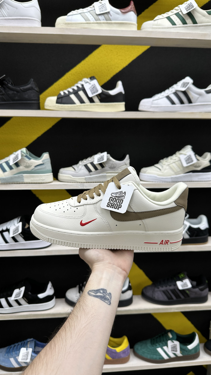 Кроссовки Nike Air Force 1 Low Beige Brown Red