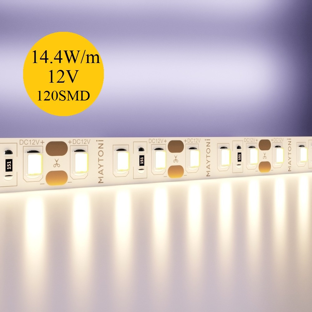 Светодиодная лента Maytoni 14.4W/m 12V 5m IP20 3000К тёплый