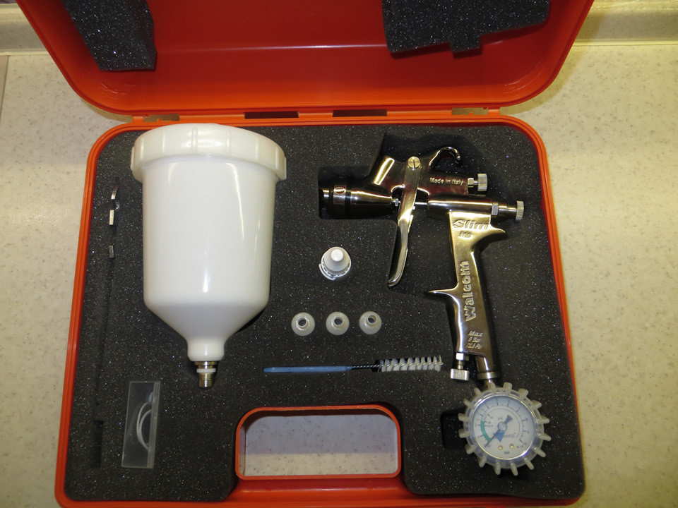 Краскопульт для красок и грунтов WALCOM SLIM S HTE SR 10068.13 с манометром, фото 1
