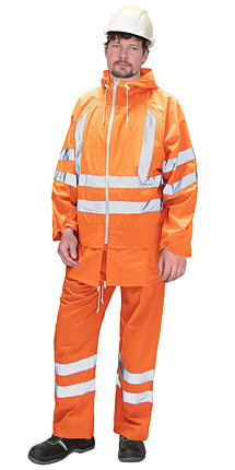 Костюм влагозащитный сигнальный с СОП SIRIUS Профи (225 гр/м2) оранжевый (ЧЗ), фото 2