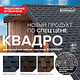 Гибкая черепица Технониколь РУФМАСТ (ROOFMAST) КВАДРО - Коричневый базальт, фото 2