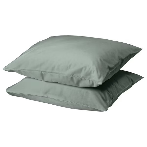 IKEA/  ДВАЛА Наволочка, серо зеленый 50x60 см 2шт