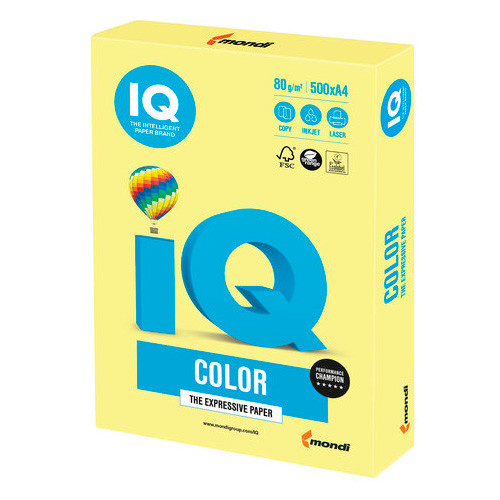 Бумага цветная IQ COLOR А4, цвет лимонно- желтый (Цена с НДС)