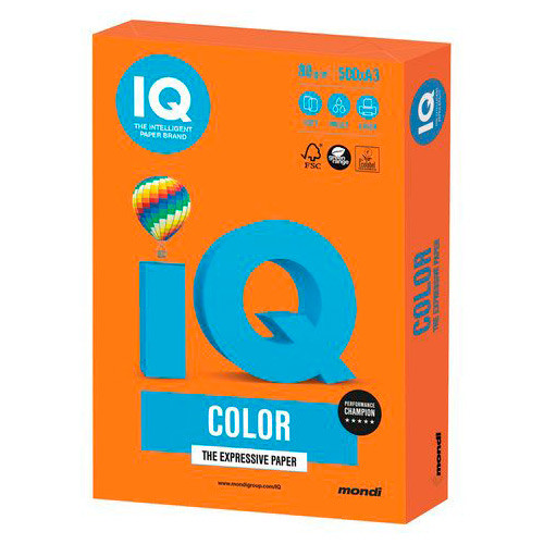 Бумага цветная IQ COLOR А4, цвет ярко-оранжевый (Цена с НДС)