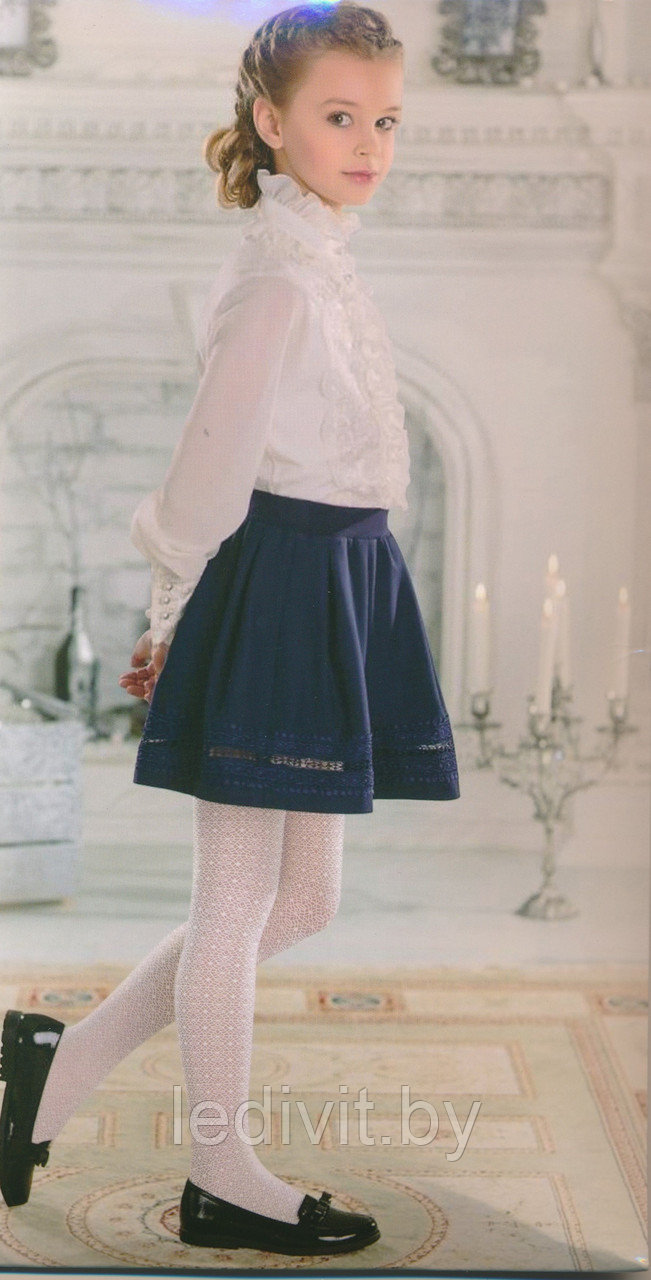 Колготки для девочки ажурные белые  из микрофибры