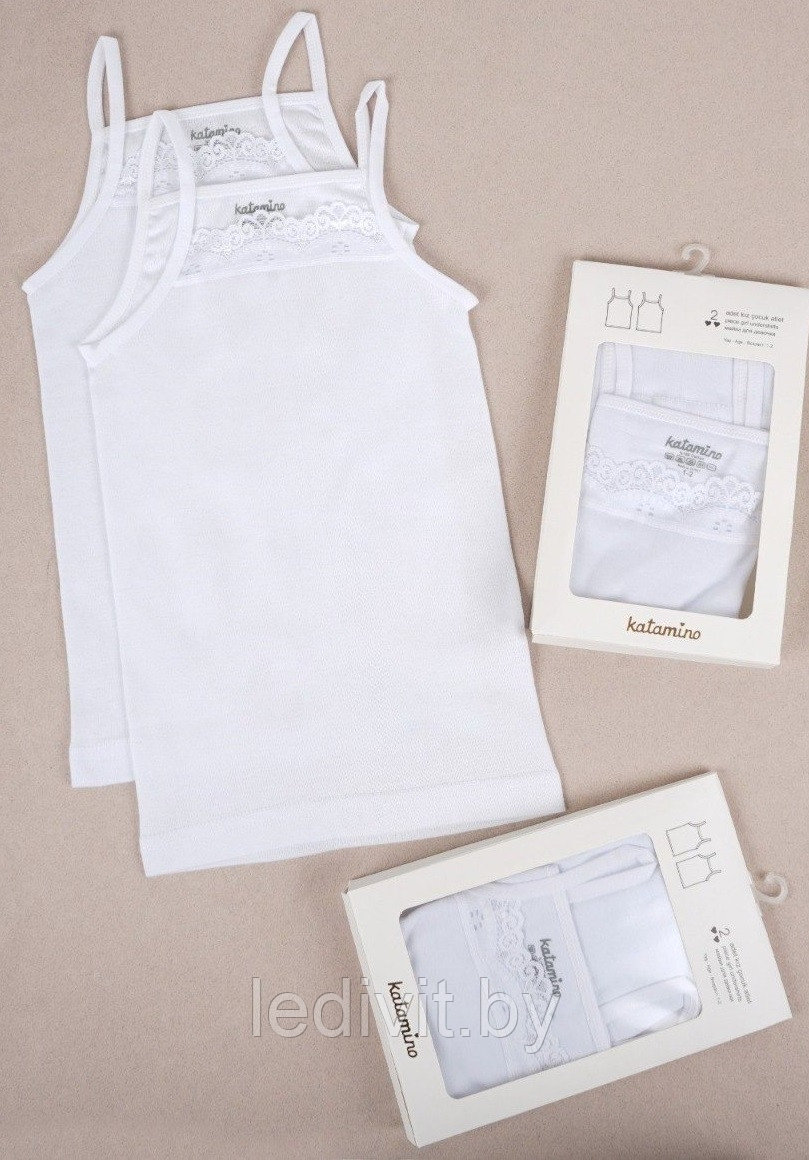 Майка для девочки с кружевом белая