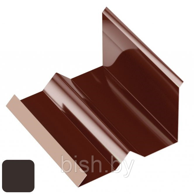 Планка примыкания нижняя изгиб RoofArt 312x2000мм 0,53мм GreenCoat Pural BT цинк 275 г/м² темно-коричневый