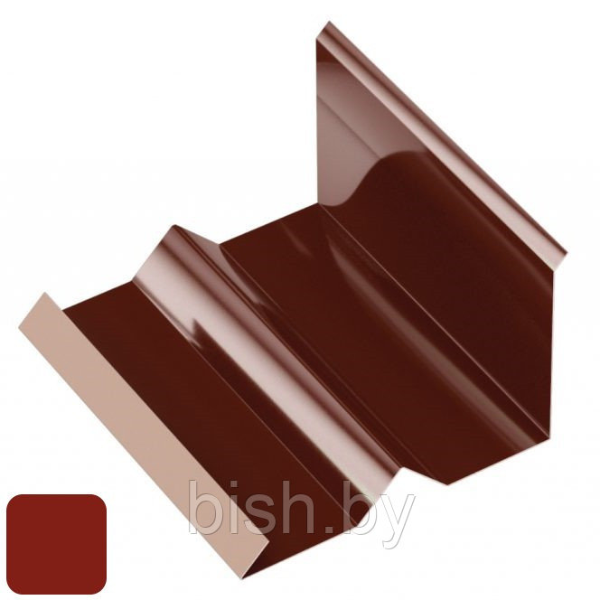 Планка примыкания нижняя изгиб RoofArt 312x2000мм 0,53мм GreenCoat Pural BT цинк 275 г/м² кирпичный красный