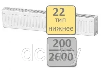 Стальной панельный радиатор Lemax Valve Compact тип 22-200 2600