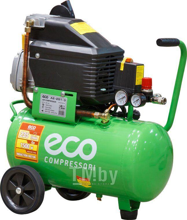 Компрессор ECO AE-251-3 (235 л/мин, 8 атм, коаксиальный, масляный, ресив. 24 л, 220 В, 1.50 кВт)